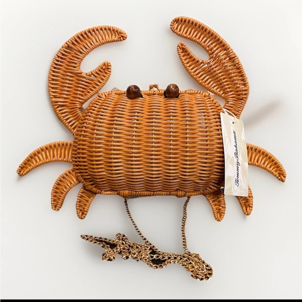 Tommy Bahama Woven Wicker Crab Crossbody Bag Tan Novelty Purse New